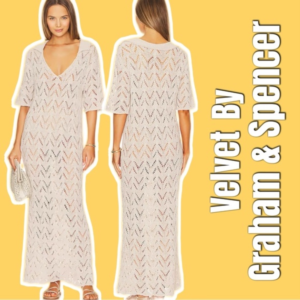 Velvet by Graham &‎ Spencer Jacqueline Crochet Stitch Maxi Dress Size Small